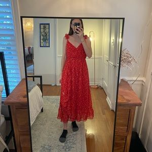Madewell Red Floral Midi Dress